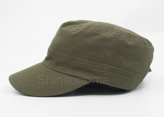 調節可能な男女兼用の 100% の綿の軍の帽子の軍隊の緑の金属のバックル 56 - 60 CM
